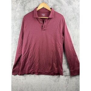 UNTUCKit Large Damaschino Diamond Birdseye Long Sleeve Polo Henley Cotton